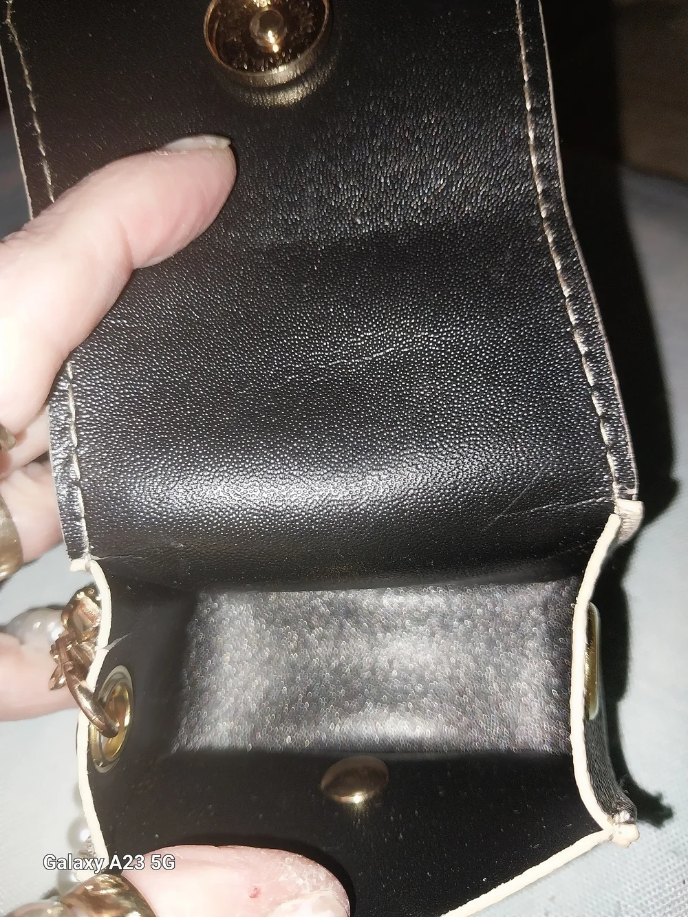 Unbranded Faux Pearl Wristlet Mini Bag/Lipstick Holder/Wallet- Beige Monogram